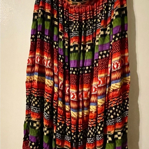Colorful Multi Patterned Boho Prairie Hippie Skirt 100% Rayon Size 3X - Picture 4 of 6